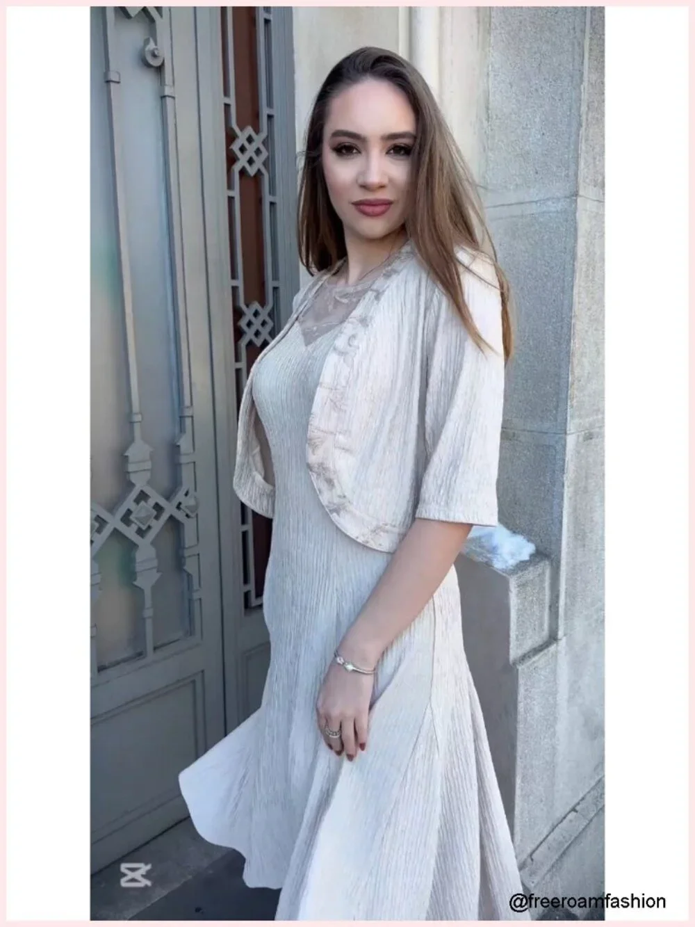 Two-Piece Lace Sequins Midi Dress with Jacket for Wedding Guest Formal Evening